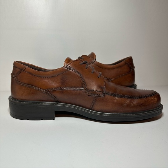 Ecco Brown Leather Oxford Loafers Lace Up Shoe Men’s Size 44 - Picture 4 of 8